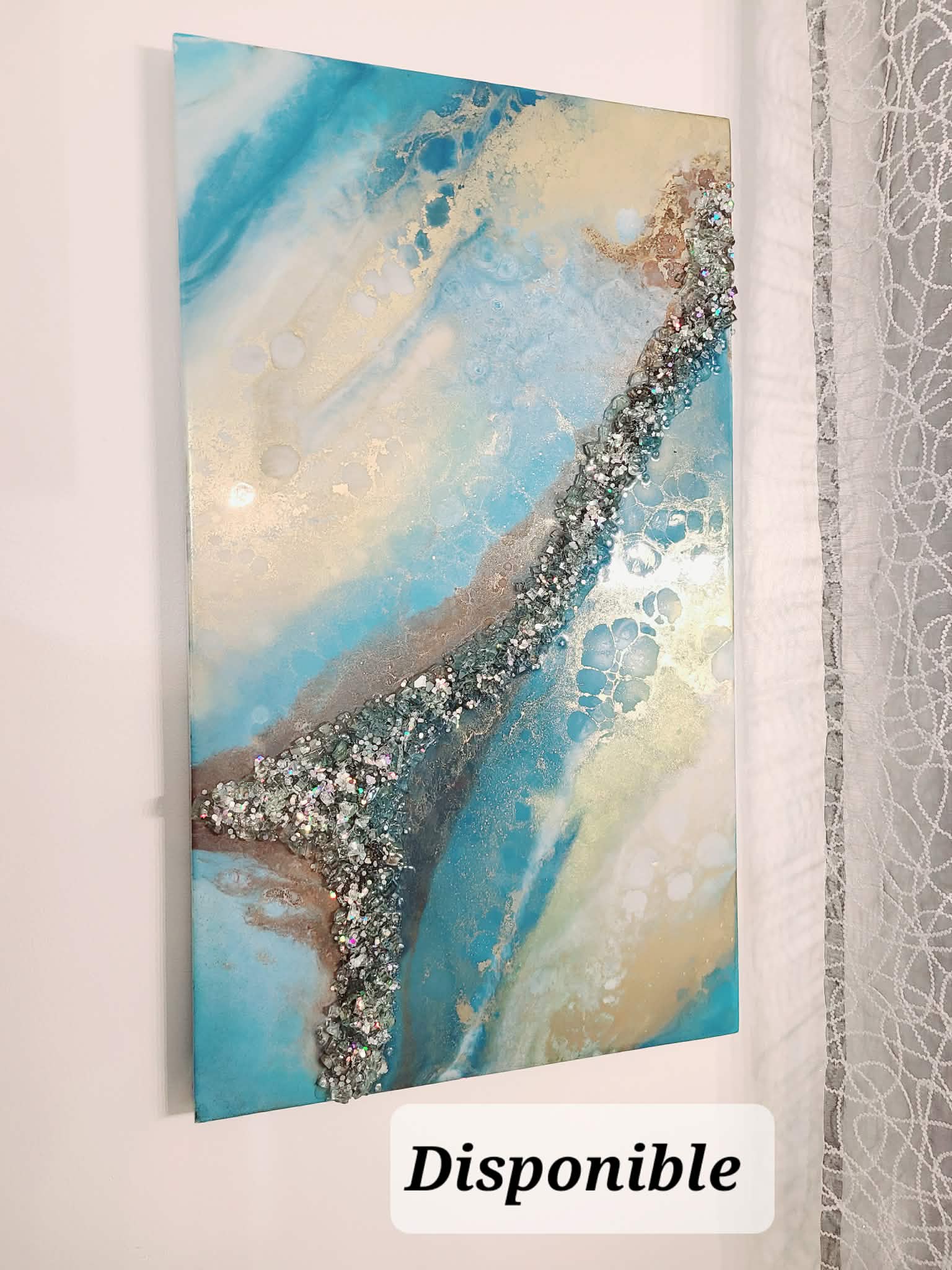 Rivière de Cristaux — grande toile géode turquoise